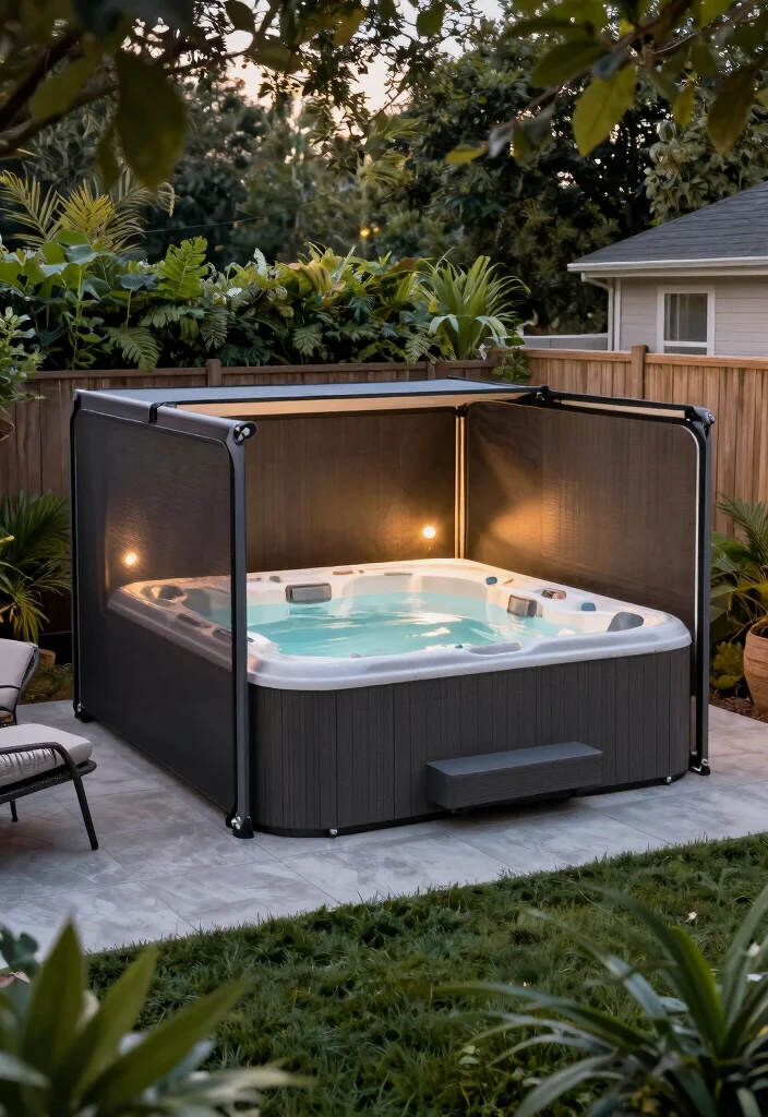 11 Stylish Hot Tub Fence Ideas for Safety Peace 9. Retractable Fencing for Versatility 0
