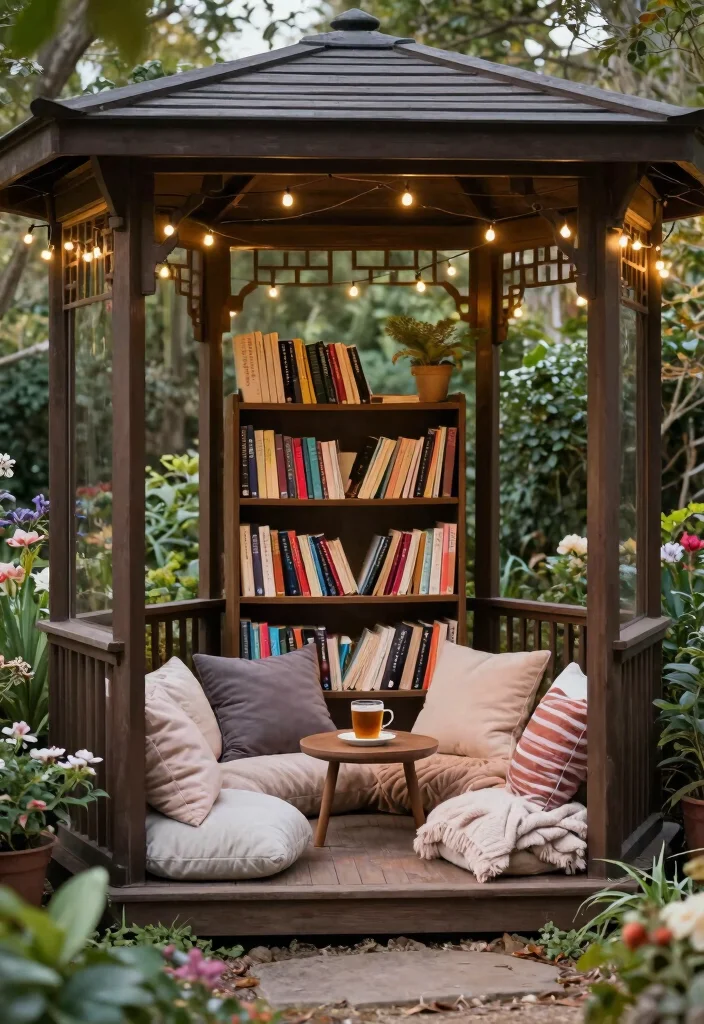 12 Best ACNH Azumaya Gazebo Ideas for Your Island 3. Cozy Book Nook 0