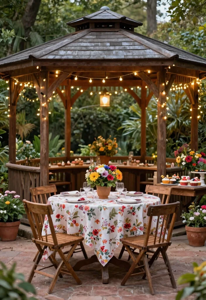 12 Best ACNH Azumaya Gazebo Ideas for Your Island 6. Rustic Garden Party 0