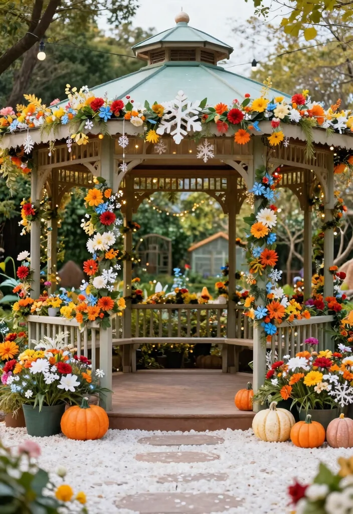 12 Best ACNH Azumaya Gazebo Ideas for Your Island 8. Seasonal Festivities 0