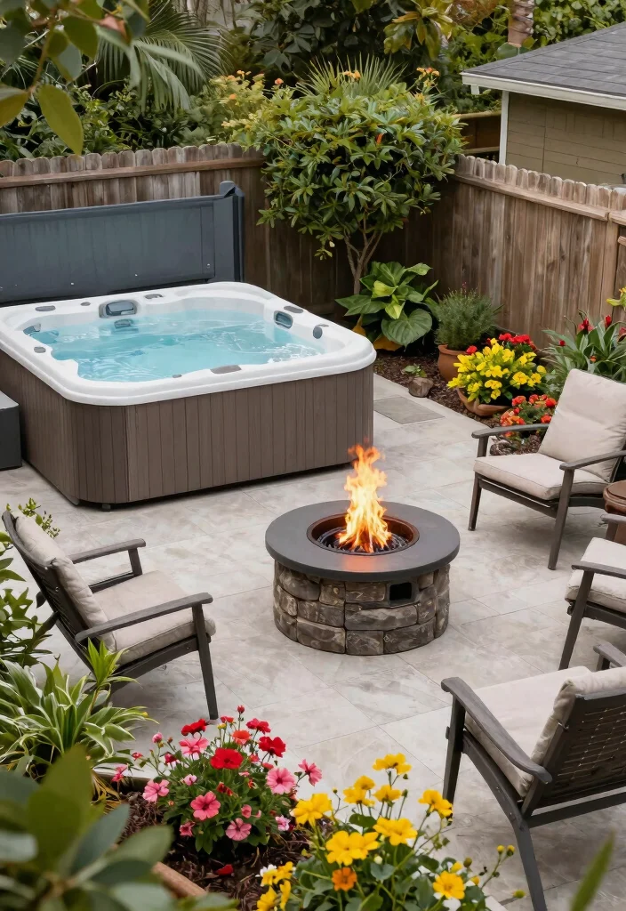 12 Best Backyard Concepts with Hot Tub and Fire Pit Layouts 11. Seasonal Splendor Adaptable Spaces for All Year 0