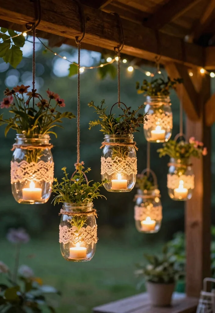 12 Magical Gazebo Lighting Ideas Hanging Lantern Focus 1. Rustic Charm with Mason Jar Lanterns 0