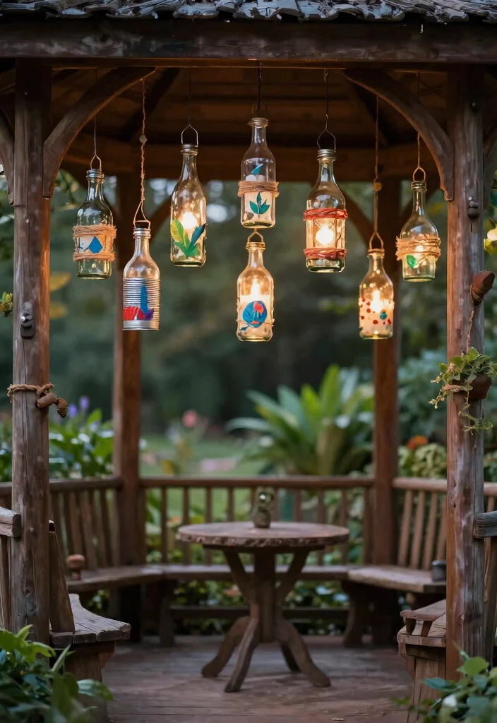 12 Magical Gazebo Lighting Ideas Hanging Lantern Focus 12. DIY Upcycled Lanterns 0