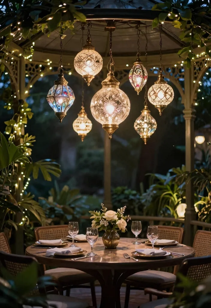 12 Magical Gazebo Lighting Ideas Hanging Lantern Focus 2. Elegant Glass Lanterns 0