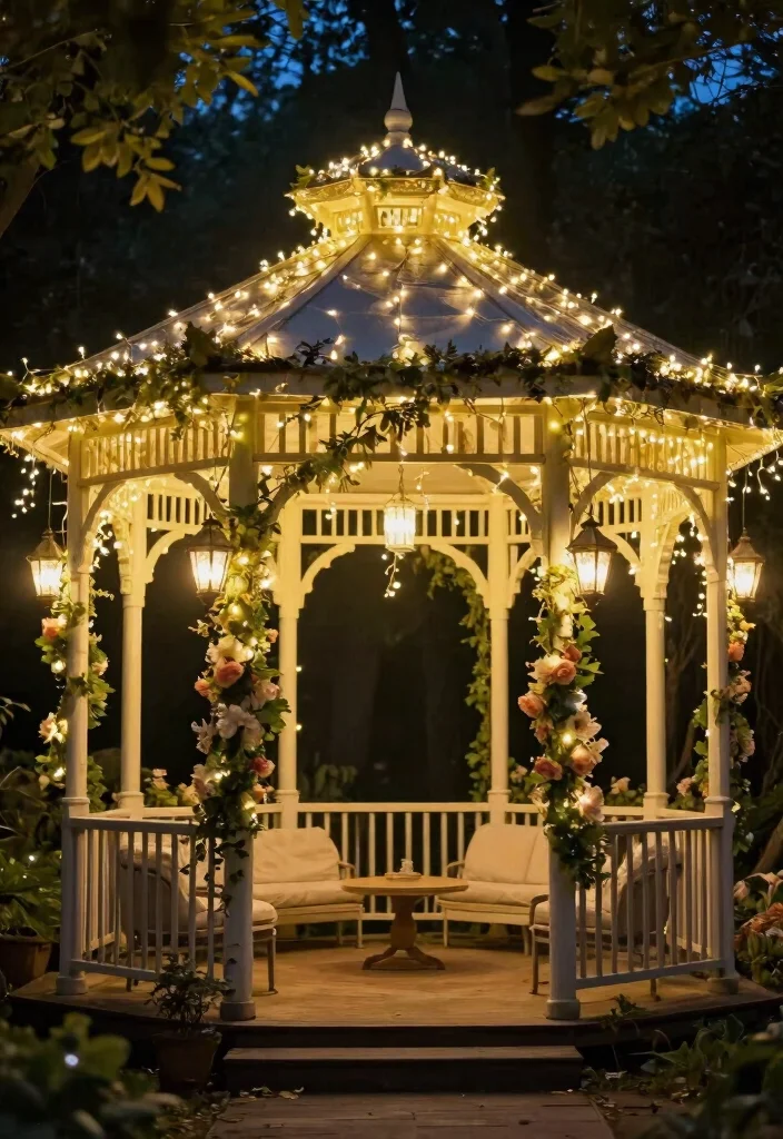 12 Magical Gazebo Lighting Ideas Hanging Lantern Focus 4. Whimsical Fairy Light Lanterns 0