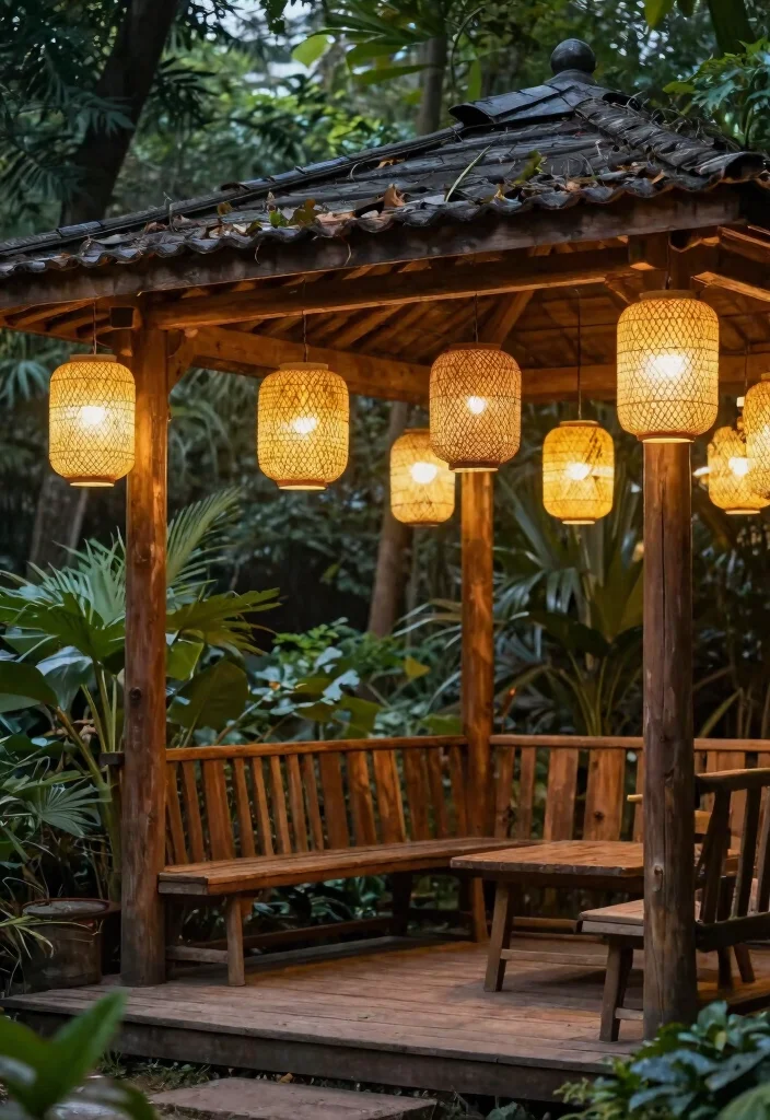 12 Magical Gazebo Lighting Ideas Hanging Lantern Focus 8. Lanterns with Natural Elements 0