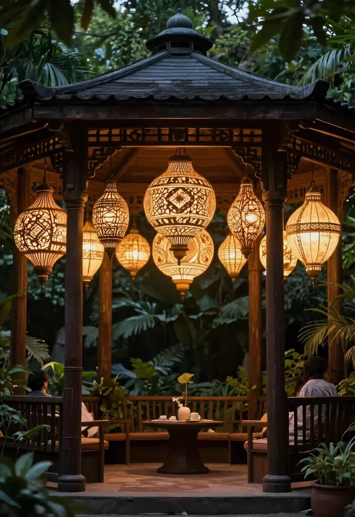 12 Magical Gazebo Lighting Ideas Hanging Lantern Focus 9. Artistic Sculptural Lanterns 0