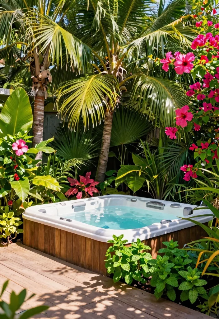 12 Mind Blowing Hot Tub Hacks Every Owner Needs 3. Plant a Tropical Paradise 0