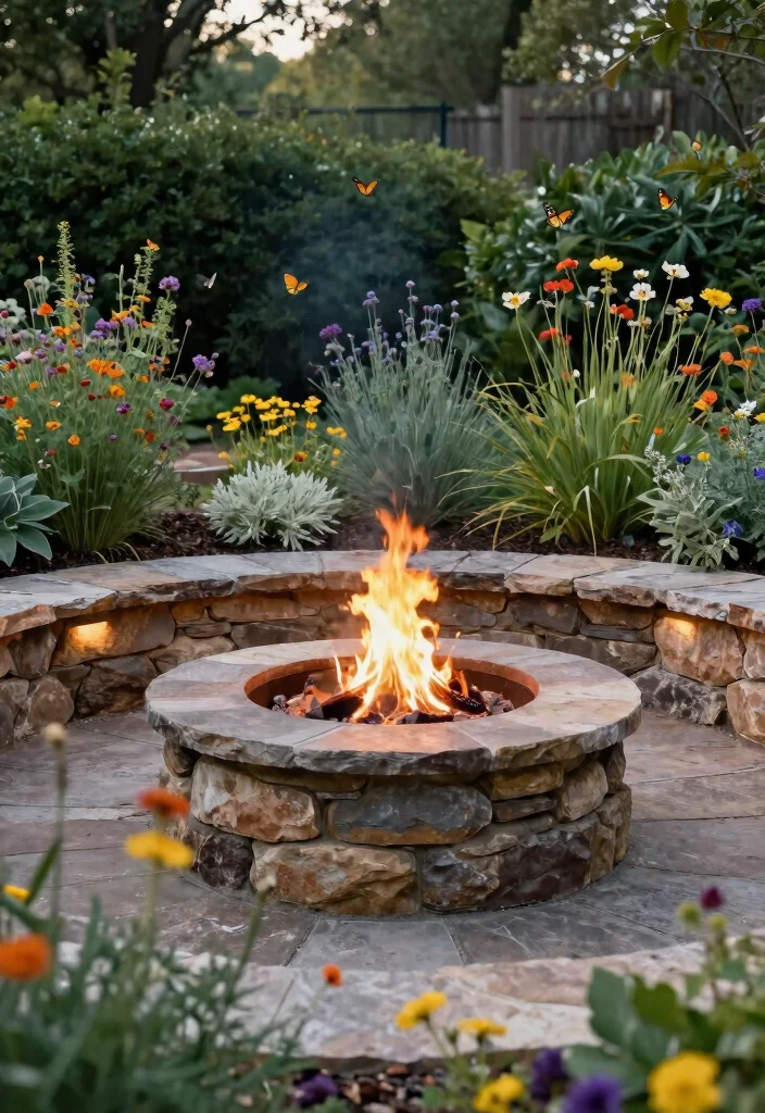12 Stunning Outdoor Fire Pit Ideas to Elevate Your Yard 2. Stone Fire Pit with Native Plants 0