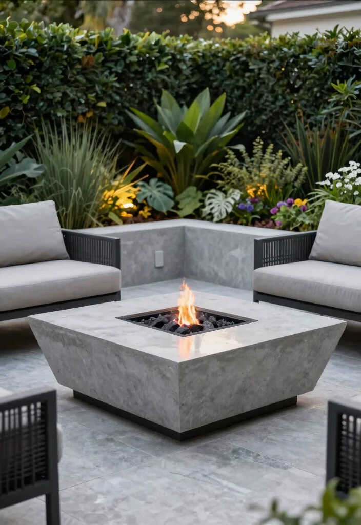 12 Stunning Outdoor Fire Pit Ideas to Elevate Your Yard 6. Concrete Fire Pit 0