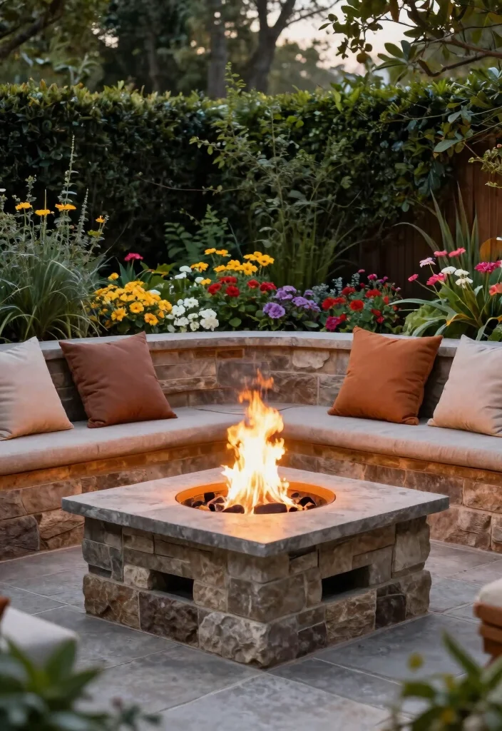 12 Stunning Outdoor Fire Pit Ideas to Elevate Your Yard 7. Fire Pit with Seating Wall 0