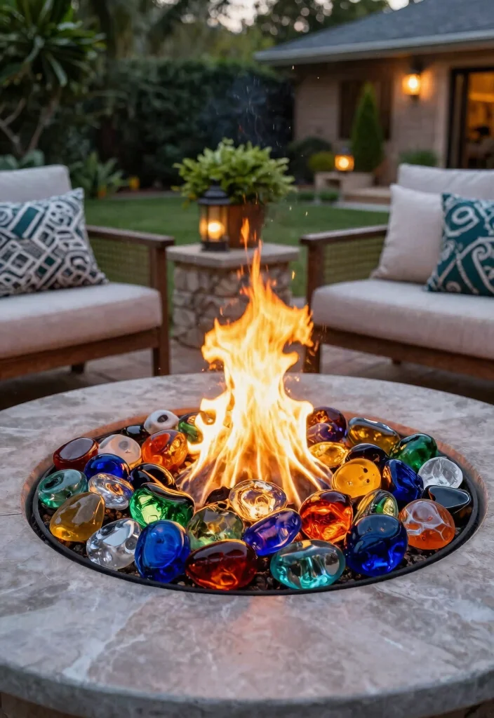13 Easy DIY Fire Pit Ideas Cheap Simple Stylish 11. DIY Fire Pit with Glass Rocks 0