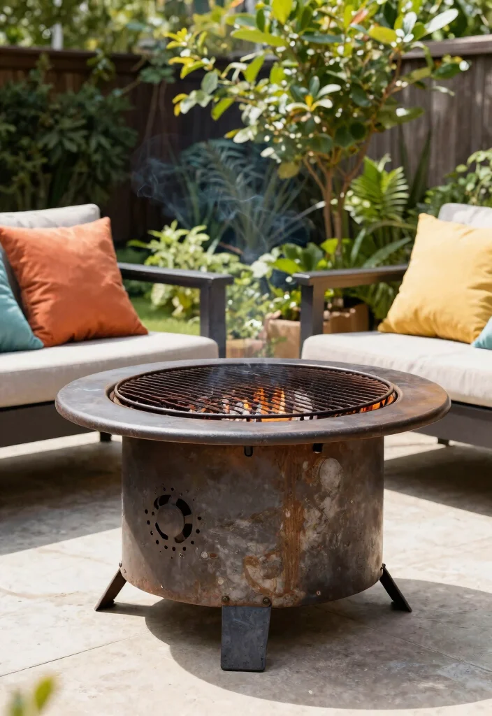 13 Easy DIY Fire Pit Ideas Cheap Simple Stylish 12. Upcycled Fire Pit from a Grill 0