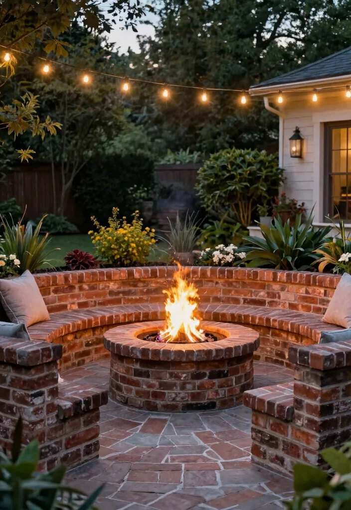 13 Easy DIY Fire Pit Ideas Cheap Simple Stylish 6. Brick Fire Pit with Seating 0