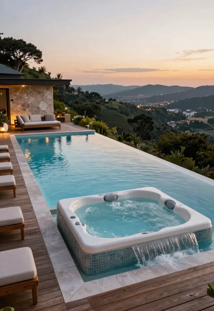 13 Incredible Pool Ideas with Integrated Hot Tubs 3. Elegant Infinity Pools 0