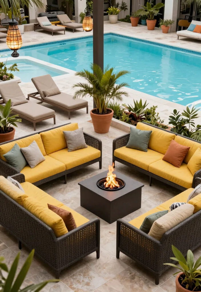 13 Incredible Pool Ideas with Integrated Hot Tubs 8. Stylish Poolside Lounge 0