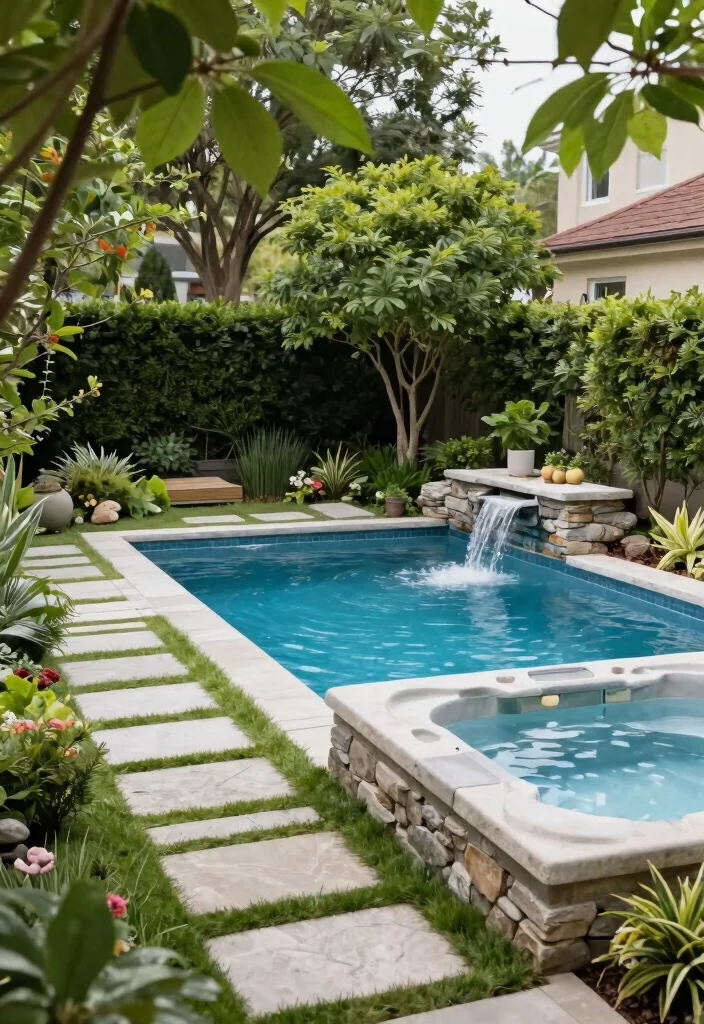 13 Incredible Pool Ideas with Integrated Hot Tubs 9. Landscape Integration 0