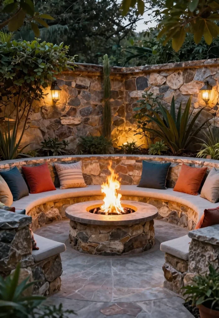 15 Best Fire Pit Ideas for the Ultimate Outdoor Sanctuary 4. Stylish Fire Pit with Seating Wall 0