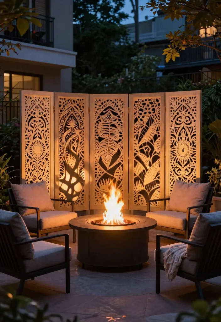 15 Best Fire Pit Ideas for the Ultimate Outdoor Sanctuary 9. Fire Pit with Decorative Screens 0