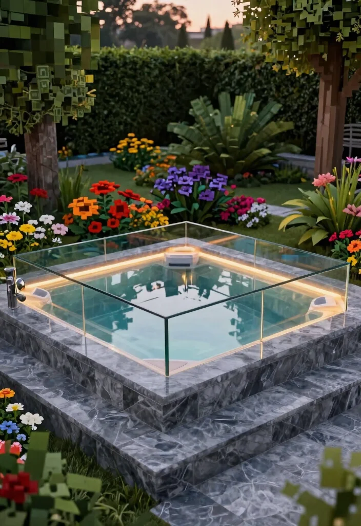 15 Cool Minecraft Hot Tub Ideas to Build in Your Base 24 15 Cool Minecraft Hot Tub Ideas to Build in Your Base 4. Modern Glass Hot Tub 0