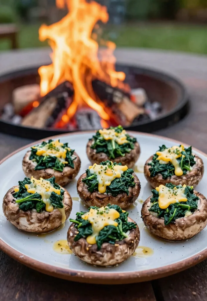 15 Delicious Fire Pit Snack Ideas Beyond Just Smores 8. Spinach and Cheese Stuffed Portobello Mushrooms 0