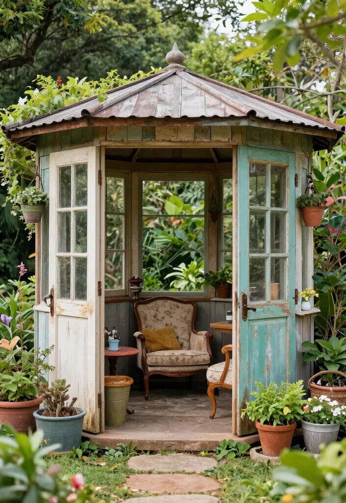 15 Stunning Gazebo Inspiration Images for Your Next Project 6. Vintage Chic Repurposed Gazebo Ideas 0