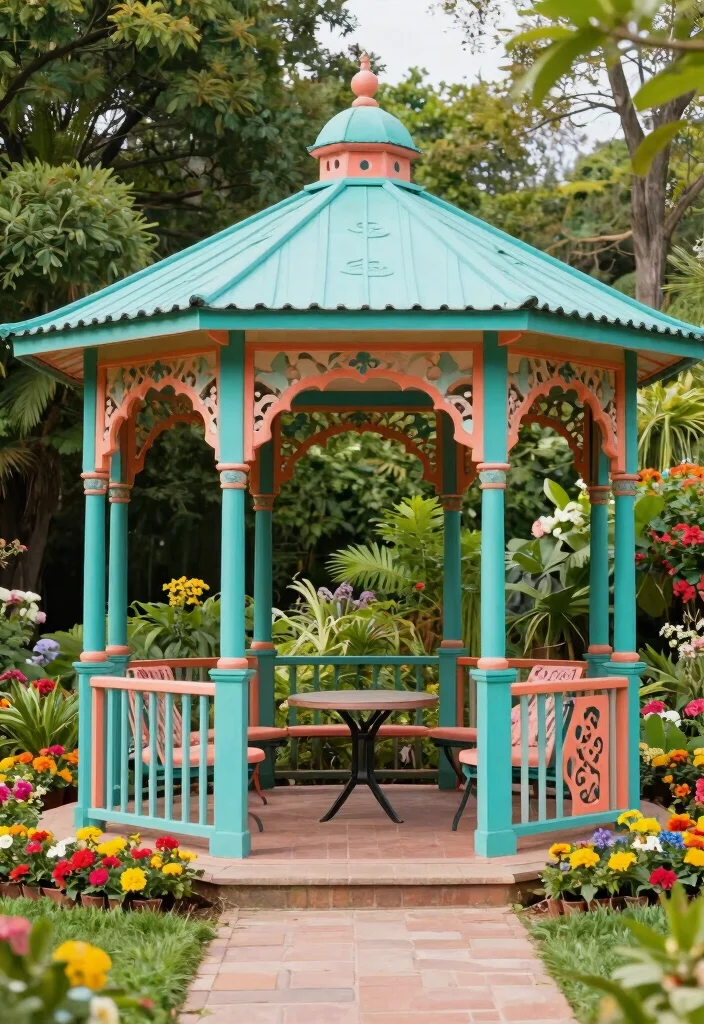 15 Stunning Gazebo Inspiration Images for Your Next Project 9. Colorful Painted Gazebos Adding Personality 0