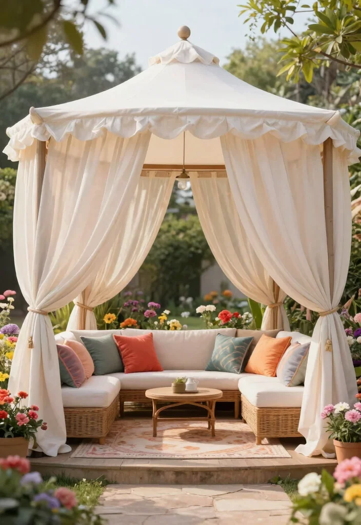 15 Trendsetting Pavilion Designs for Outdoor Perfection 41 15 Trendsetting Pavilion Designs for Outdoor Perfection 11. Chic Canopy Gazebo 0