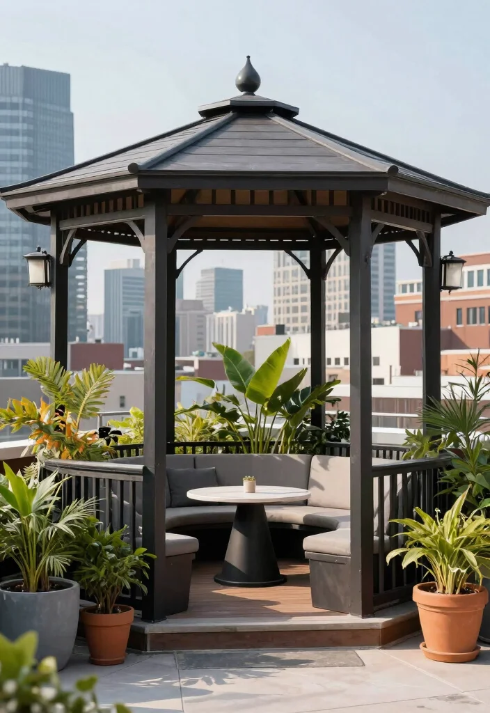15 Trendsetting Pavilion Designs for Outdoor Perfection 53 15 Trendsetting Pavilion Designs for Outdoor Perfection 13. Urban Rooftop Gazebo 0