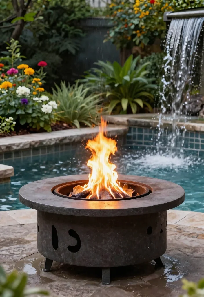 15 Unique Fire Pit Styles That Will Make Neighbors Jealous 12. Fire Pit with Water Feature 0