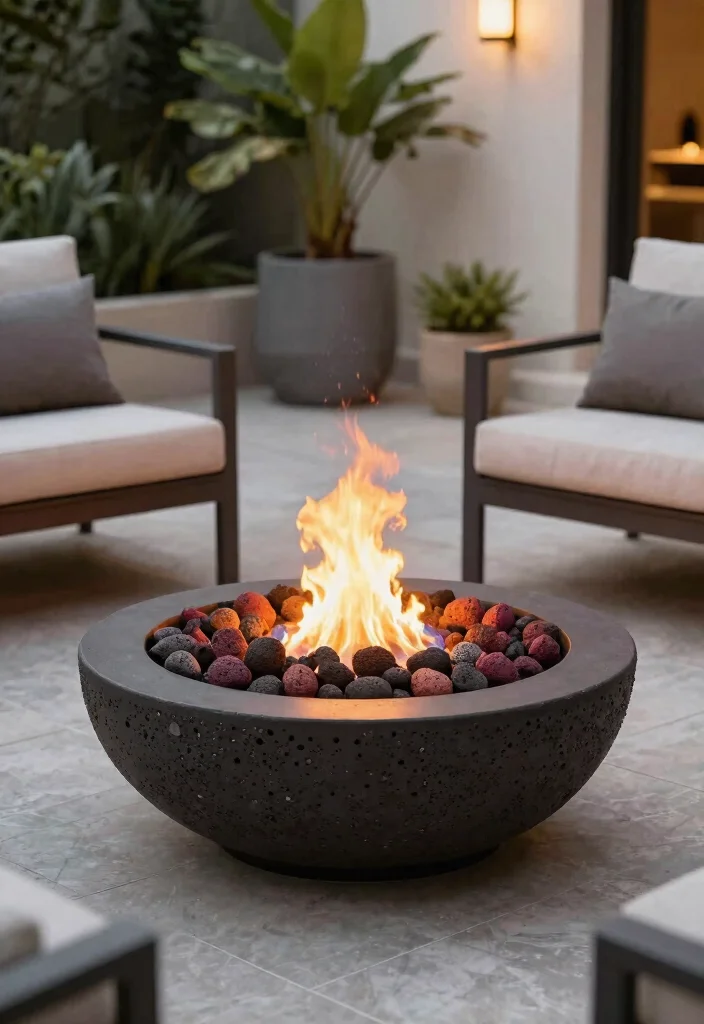 15 Unique Fire Pit Styles That Will Make Neighbors Jealous 3. Fire Bowl with Lava Rocks 0