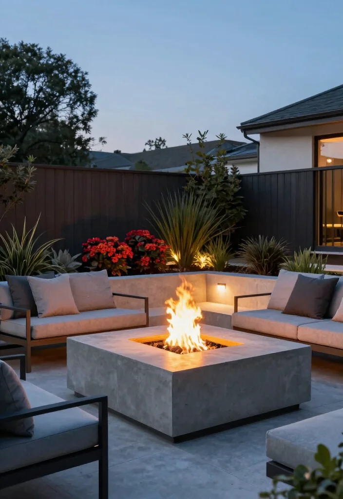 17 Dreamy Backyard Fire Pit Ideas for Cozy Nights 40 17 Dreamy Backyard Fire Pit Ideas for Cozy Nights 10. The Concrete Fire Pit 0