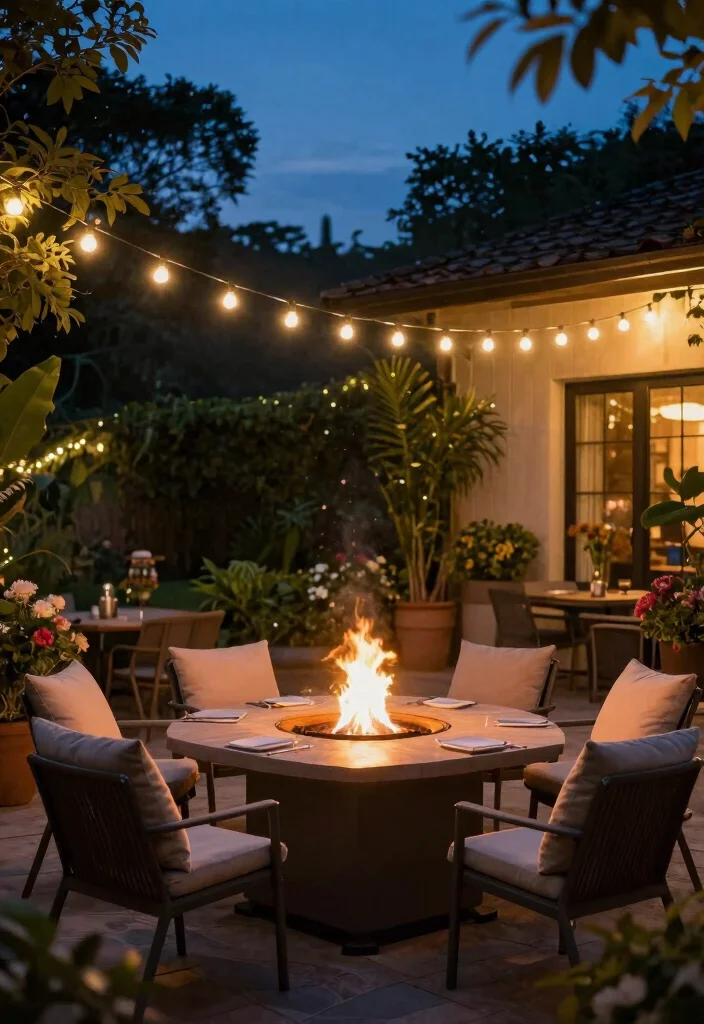17 Dreamy Backyard Fire Pit Ideas for Cozy Nights 63 17 Dreamy Backyard Fire Pit Ideas for Cozy Nights 13. A Fire Pit with a Dining Table 0
