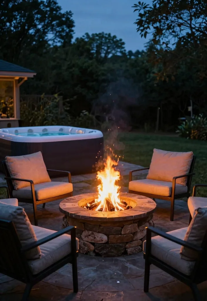 11 Best DIY Inflatable Hot Tub Surround Ideas to Try 7. DIY Fire Pit