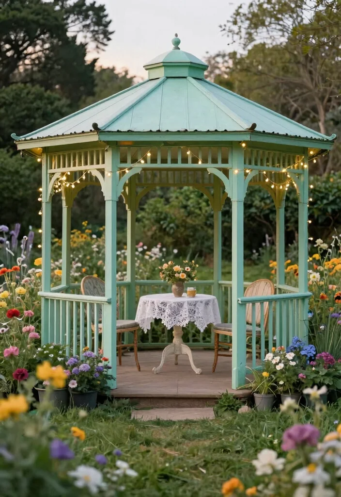5 Bold Painted Gazebo Ideas to Refresh Your Backyard 3. Vintage Charm 0