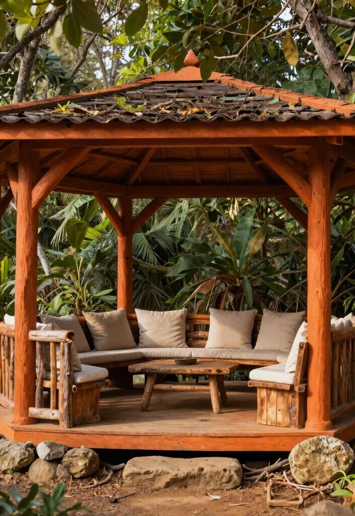 5 Bold Painted Gazebo Ideas to Refresh Your Backyard 4. Rustic Earth Tones 0