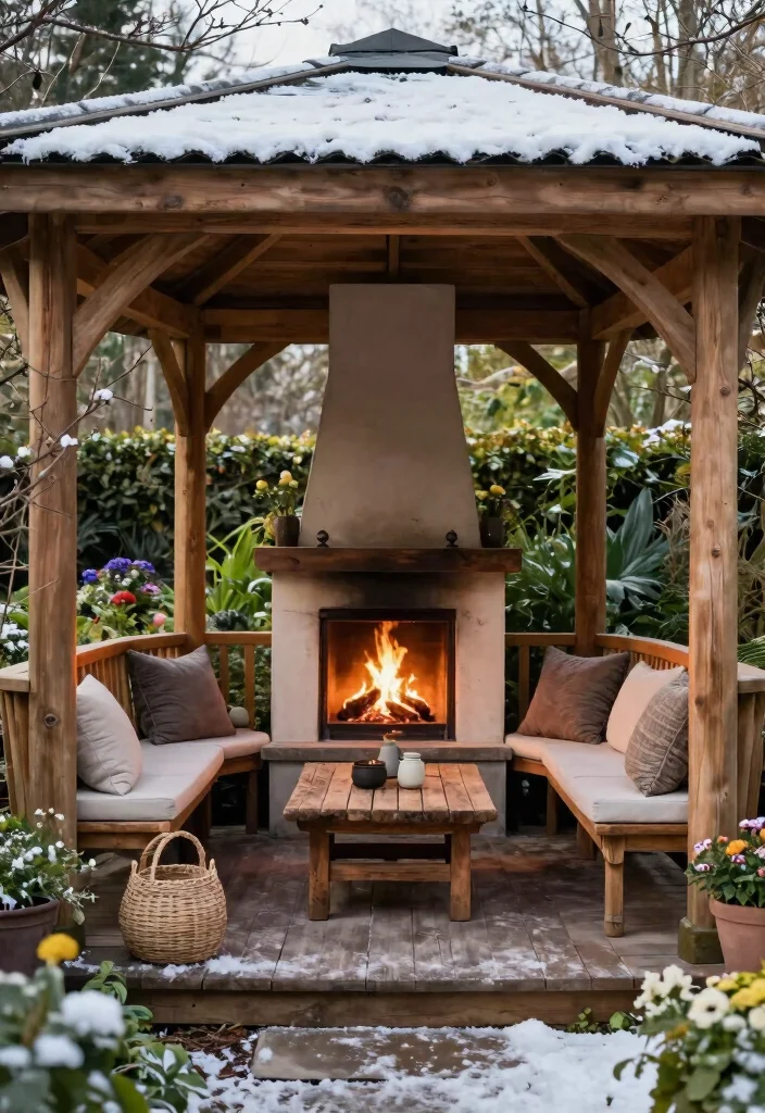 5 Cozy Gazebos with Fireplace Ideas for Winter Nights 34 5 Cozy Gazebos with Fireplace Ideas for Winter Nights 4. Garden Oasis with an Outdoor Fireplace 0
