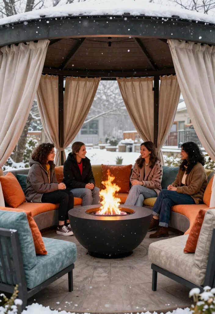 5 Cozy Gazebos with Fireplace Ideas for Winter Nights 45 5 Cozy Gazebos with Fireplace Ideas for Winter Nights 5. Cozy Nook with Fire Bowl 0
