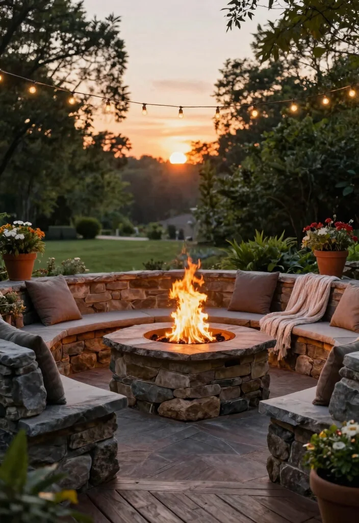 5 Safe Deck Fire Pit Ideas for Ultimate Warmth 1. Natural Stone Fire Pit 0