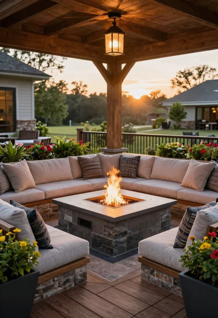 5 Safe Deck Fire Pit Ideas for Ultimate Warmth 4. Built In Fire Pits with Seating Areas 0
