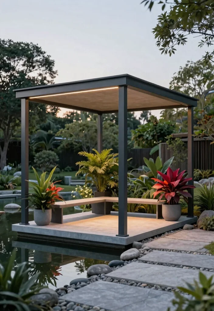 5 Serene Pond Gazebo Ideas for Ultimate Peace 3. Modern Minimalist Gazebo 0
