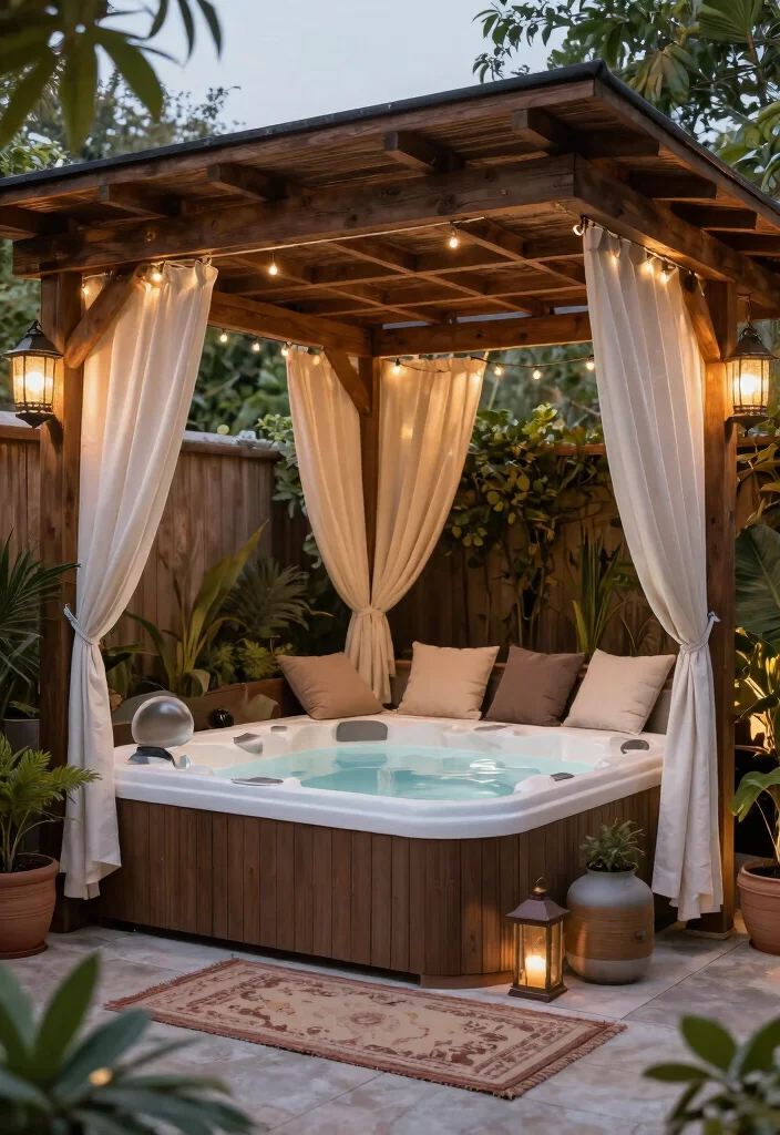 5 Ultimate Hot Tub and Sauna Ideas for a Home Wellness Spa 23 5 Ultimate Hot Tub and Sauna Ideas for a Home Wellness Spa 3. Cozy Covered Outdoor Spa Area 0
