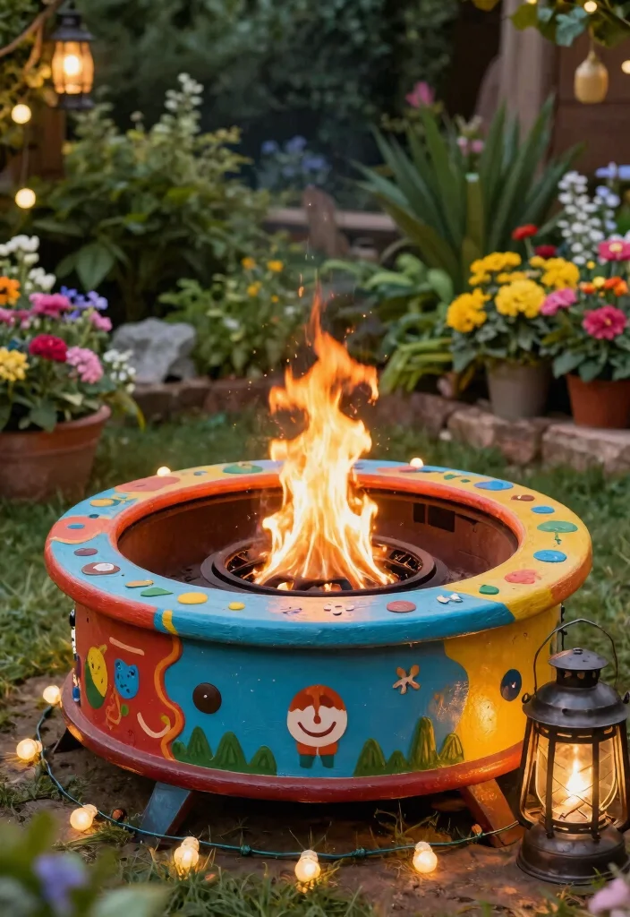 5 Unique Tractor Rim Fire Pit Ideas Upcycled Cheap 5. Themed Tractor Rim Fire Pit 0