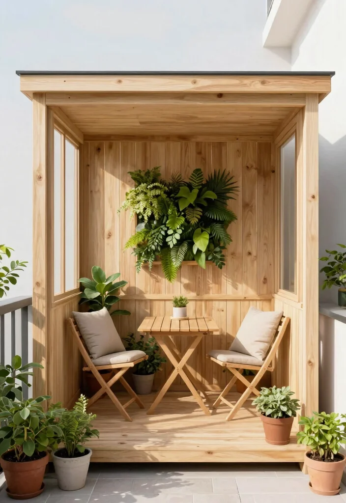 6 Compact Balcony Pavilion Ideas for Apartment Living 1. Minimalist Wooden Gazebo 0