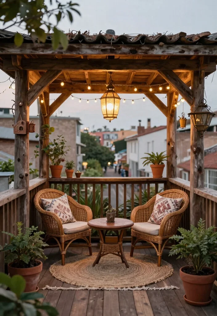6 Compact Balcony Pavilion Ideas for Apartment Living 4. Rustic Vintage Pavilion 0