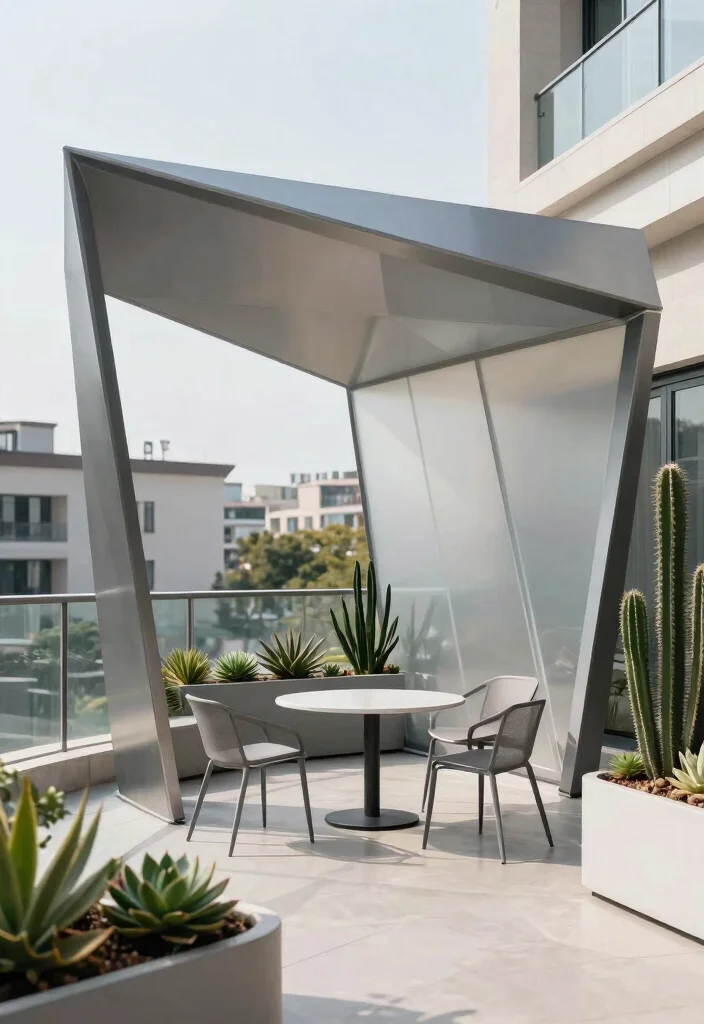 6 Compact Balcony Pavilion Ideas for Apartment Living 5. Modern Geo Pavilion 0