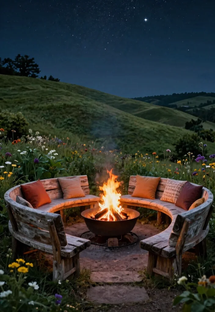 6 Genius Hillside Fire Pit Ideas for Sloped Backyards 13 6 Genius Hillside Fire Pit Ideas for Sloped Backyards 3. Rustic Timber Fire Pit 0