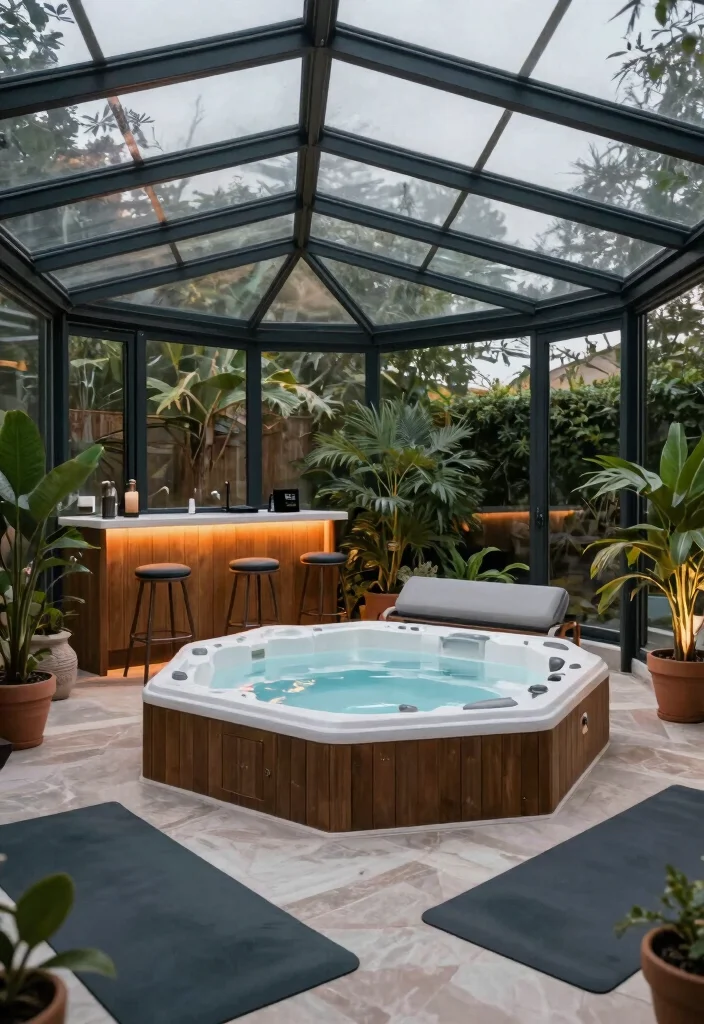 6 Genius Hot Tub Conservatory Ideas for Year Round Soaking 4. Create a Multi Functional Space 0