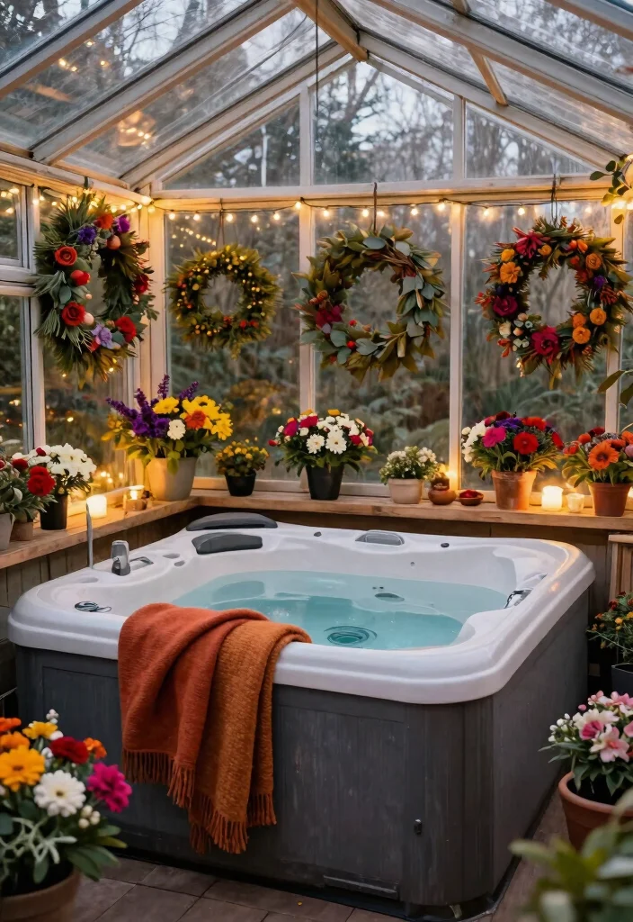 6 Genius Hot Tub Conservatory Ideas for Year Round Soaking 6. Seasonal Decor for Year Round Appeal 0