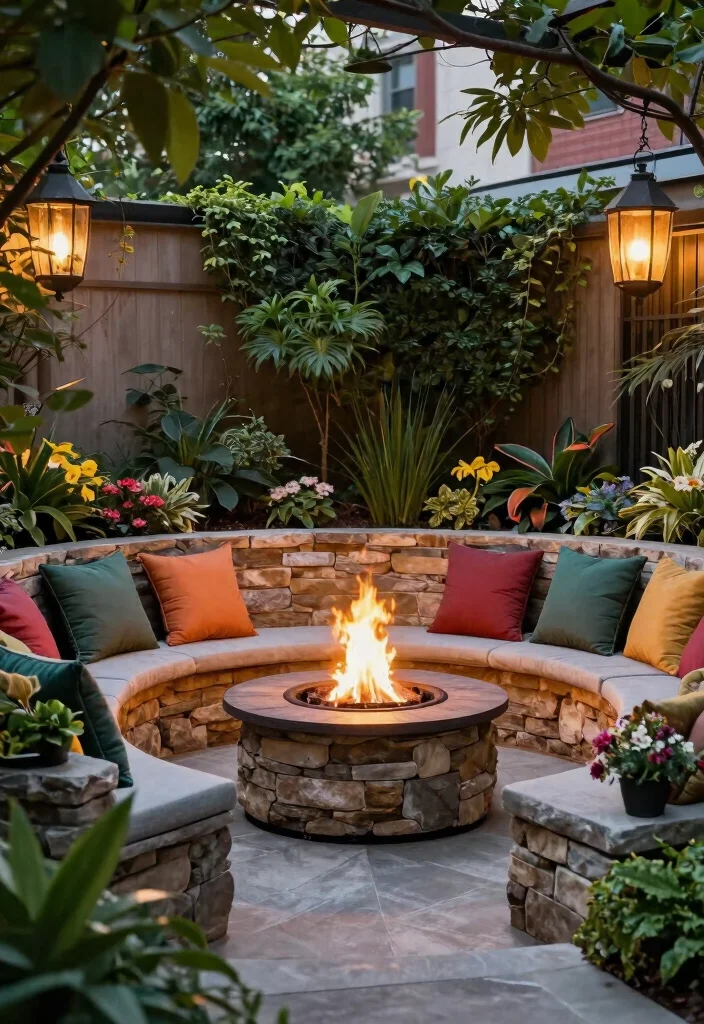 6 Heavy Duty Fire Pit Ring Ideas to Define Your Space 4. Fire Pit Ring with Seating Wall 0
